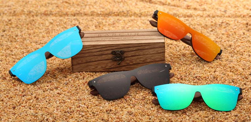 BARCUR Rouond Sunglasses Wood Polarized Sun glasses for Women Men With Original Package