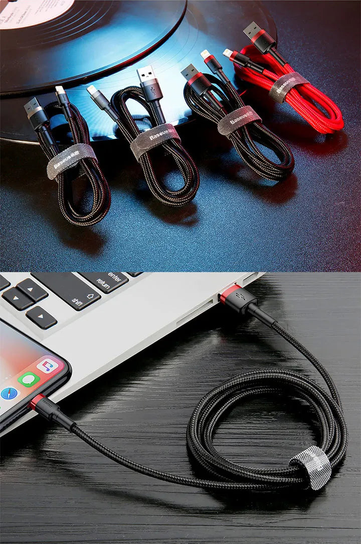 كابل USB من Baseus لأجهزة iPhone 12 11 Pro Max 8 X XR كابل شحن سريع لأجهزة iPhone كابل مزامنة بيانات USB كابل شاحن الهاتف سلك سلك