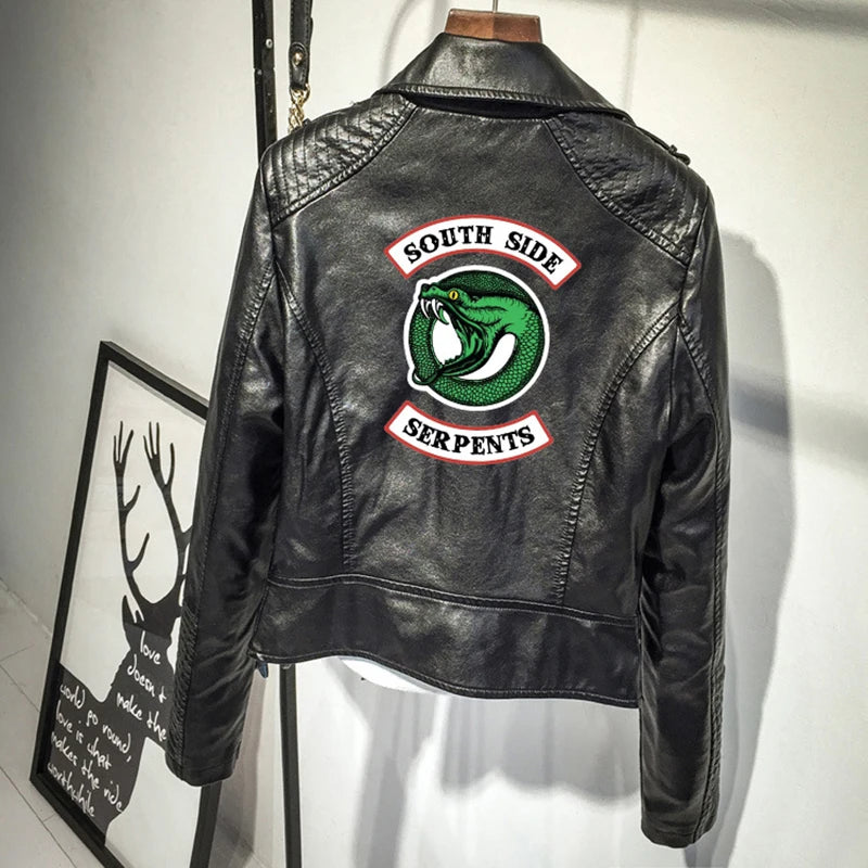 Riverdale Jacket South Side Jacket Serpents Riverdale Southside PU Leather Jackets Snake Woman Streetwear Leather Outwear Coat