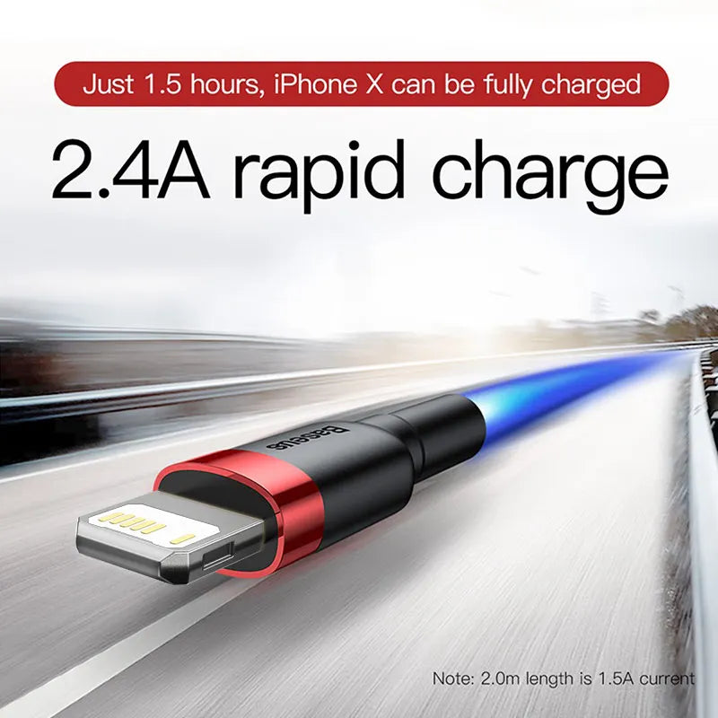 كابل USB من Baseus لأجهزة iPhone 12 11 Pro Max 8 X XR كابل شحن سريع لأجهزة iPhone كابل مزامنة بيانات USB كابل شاحن الهاتف سلك سلك