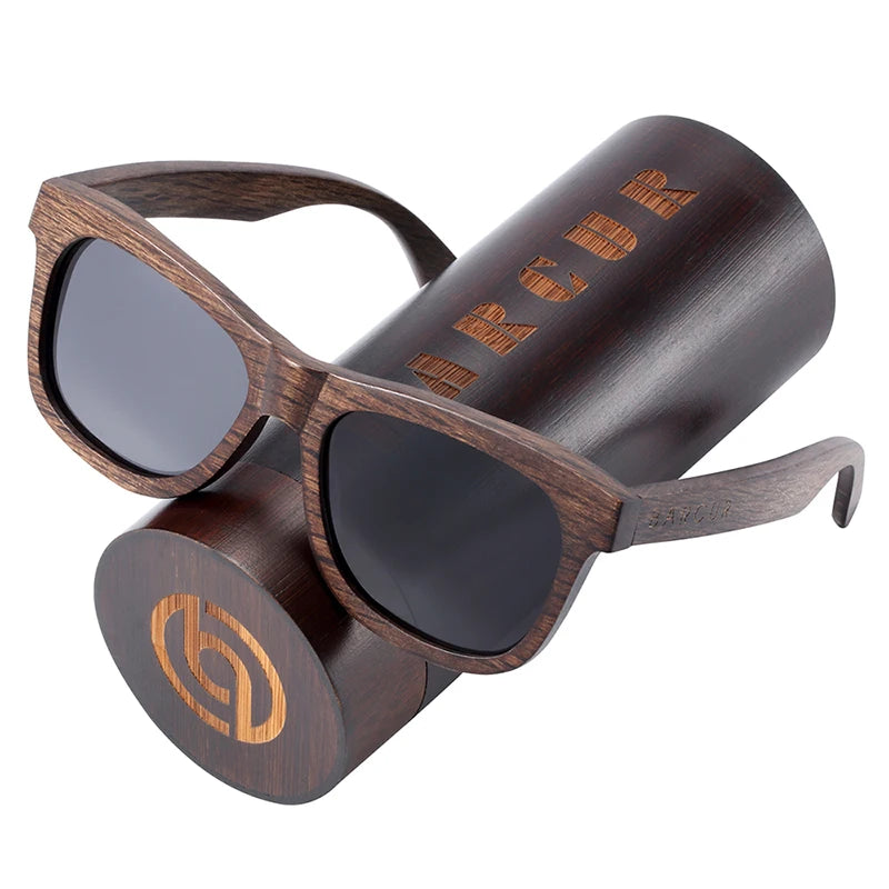 BARCUR Natural Wooden Sunglasses for Men Polarized Sunglasses Wood Oculos De Sol Feminino Frete Gratis