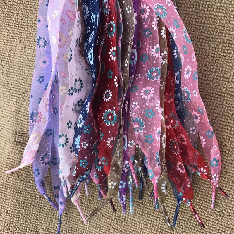 11Color Printing Snow Yarn Lace 2.5CM Width 80CM/100CM/120CM Length ultra-thin transparent lace Sneaker Sport Shoes Lace