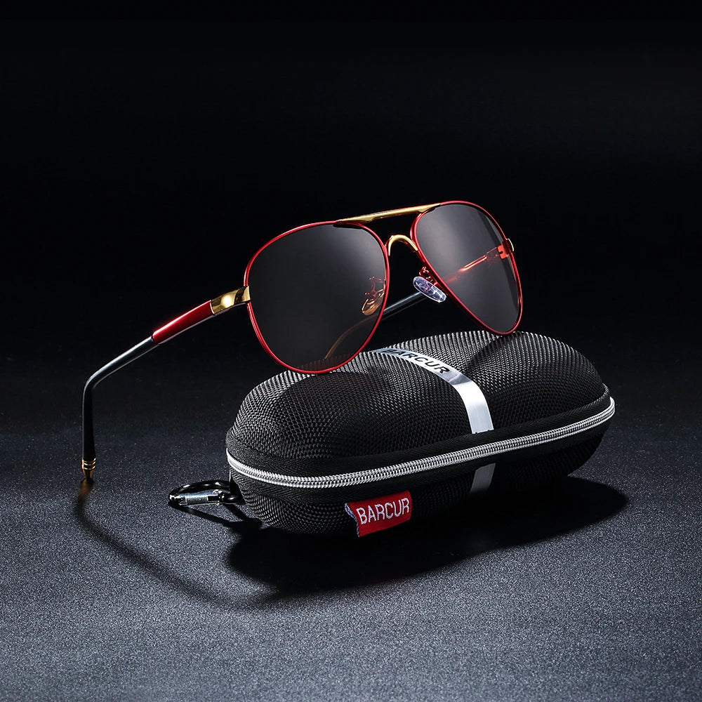 BARCUR Men Pilot Sunglasses Aviation UV400 Polarized Sun Glasses Women Eyewear Gafas De Sol Shades