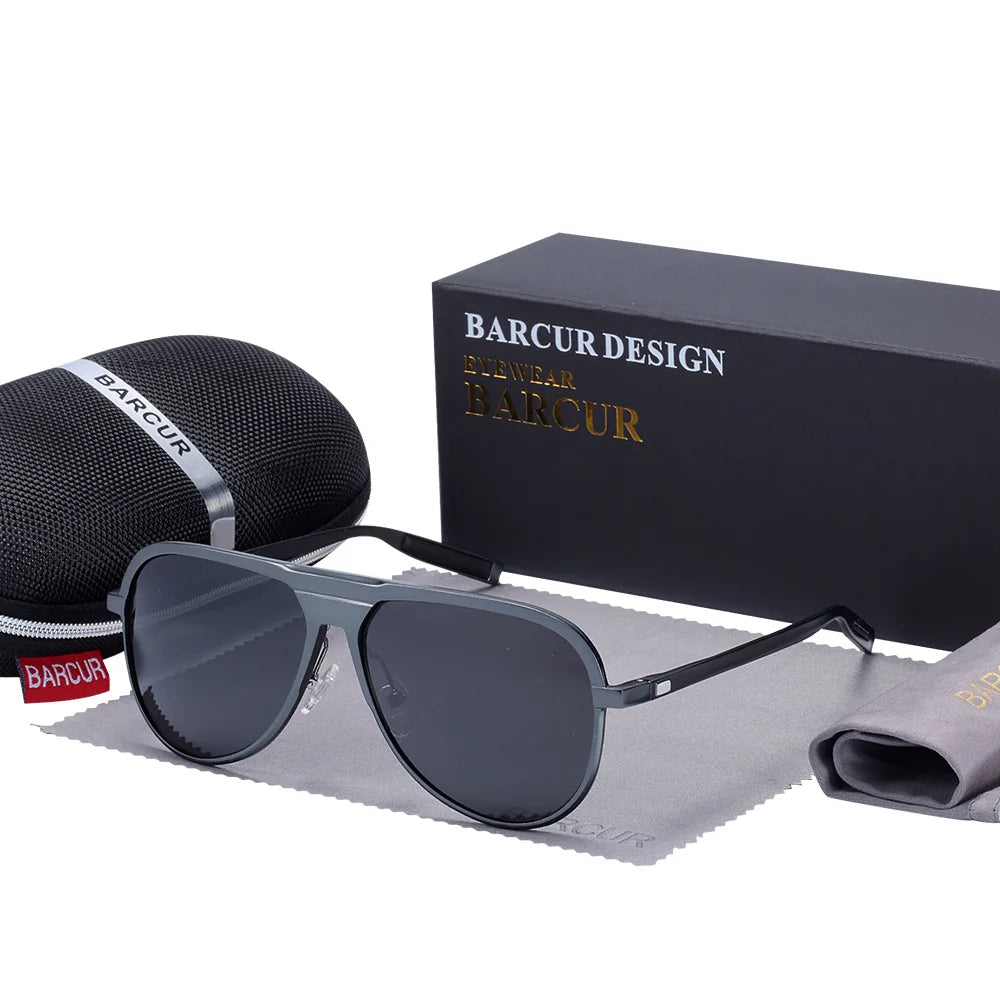 BARCUR Unisex Aluminum Magnesium Male Sunglasses Polarized Trending Styles Black Sun glasses Women Men glasses Sports Eyewear