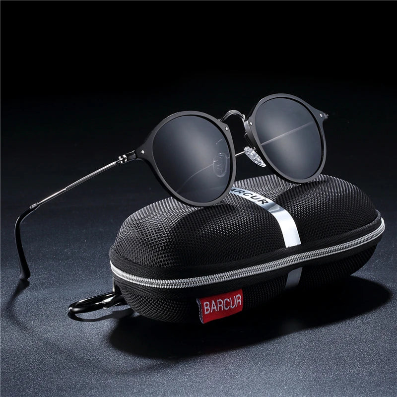 BARCUR Round Sunglasses Women Steampunk Sunglasses Polarized Woman Sunglases Retro oculos masculino
