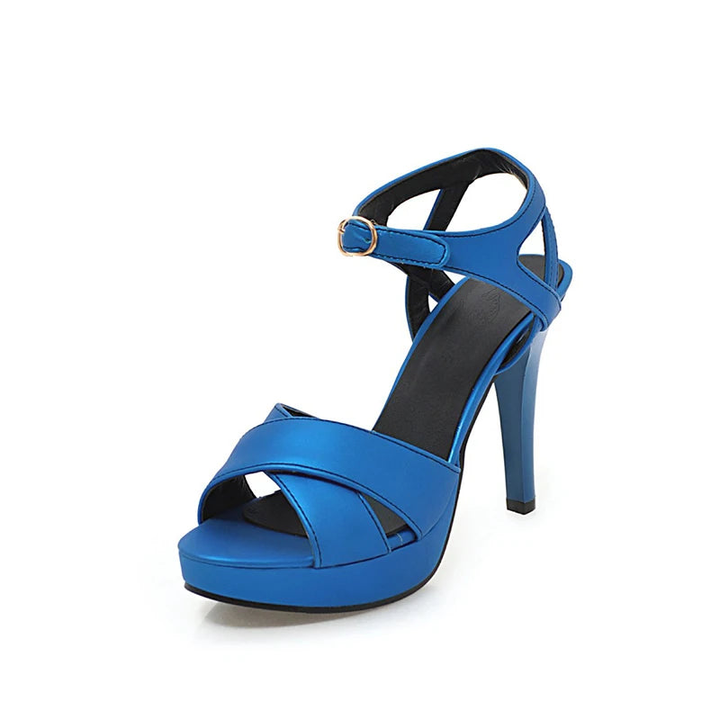 Elegant Women’s High Heel Platform Sandals – 12cm Thin Heels – Sizes 31–46