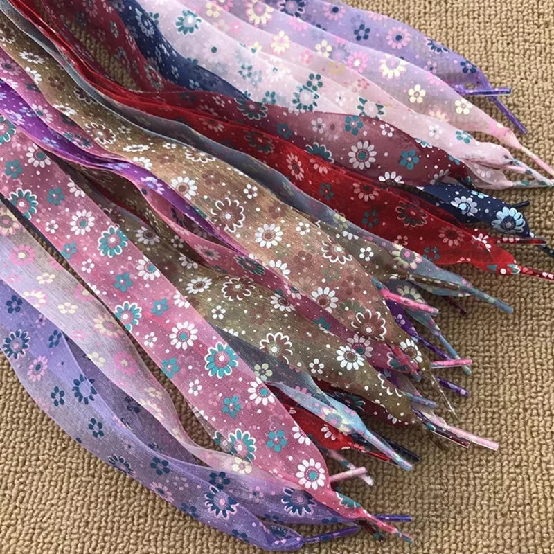 11Color Printing Snow Yarn Lace 2.5CM Width 80CM/100CM/120CM Length ultra-thin transparent lace Sneaker Sport Shoes Lace