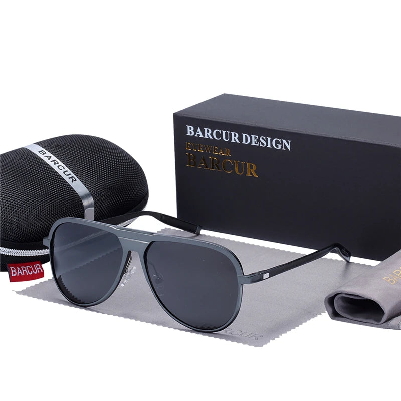 BARCUR Unisex Aluminum Magnesium Male Sunglasses Polarized Trending Styles Black Sun glasses Women Men glasses Sports Eyewear