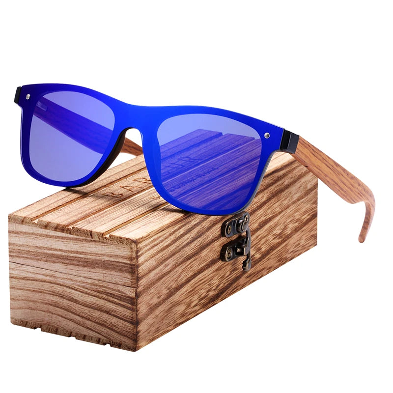 BARCUR Sunglasses Men's Wooden Frame Sunglasses Men's and Women's Sports Glasses Square Sunglasses