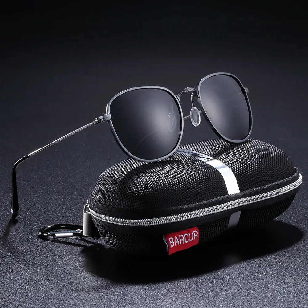 BARCUR New Aluminum Hexagon Design Sunglasses Men Polarized Sun Glasses for Women Goggle Oculos de sol masculino
