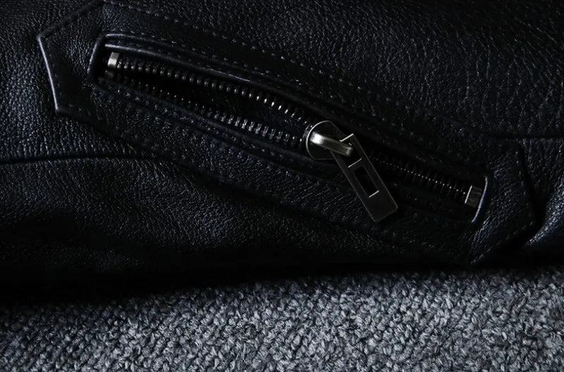 Plus Size 5XL Casual Leather Jacket Men Stand Collar Black 100% Cowhide Jackets Male High Quality Mens Genuine Leather Jacket