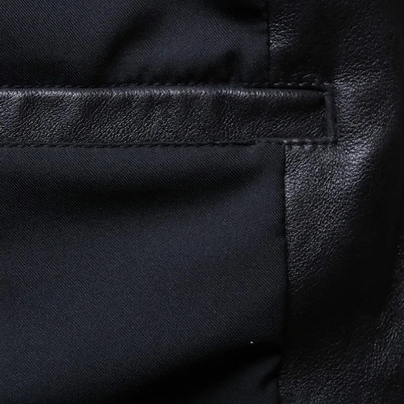 Plus Size 5XL Casual Leather Jacket Men Stand Collar Black 100% Cowhide Jackets Male High Quality Mens Genuine Leather Jacket