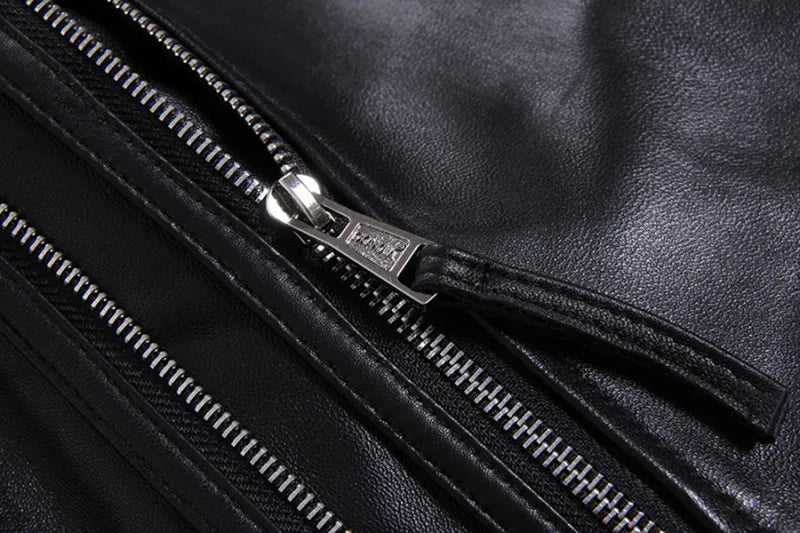 Luxury Black Plus Size Classic Sheepskin Natural Leather Jackets Mens Genuine Leather Jacket Fashion Slim Moto Coats Male