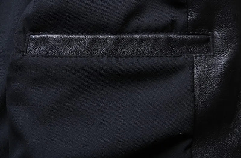 Plus Size 5XL Casual Leather Jacket Men Stand Collar Black 100% Cowhide Jackets Male High Quality Mens Genuine Leather Jacket