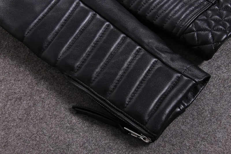 Luxury Black Plus Size Classic Sheepskin Natural Leather Jackets Mens Genuine Leather Jacket Fashion Slim Moto Coats Male