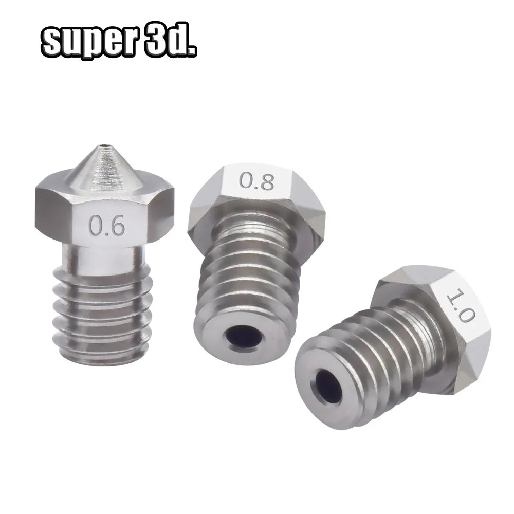 2pcs V5 V6 Stainless steel Nozzle 0.2/0.3/0.4/0.5/0.6/0.8mm M6 thread Nozzle for 3D Printer 1.75MM Extruder hotend
