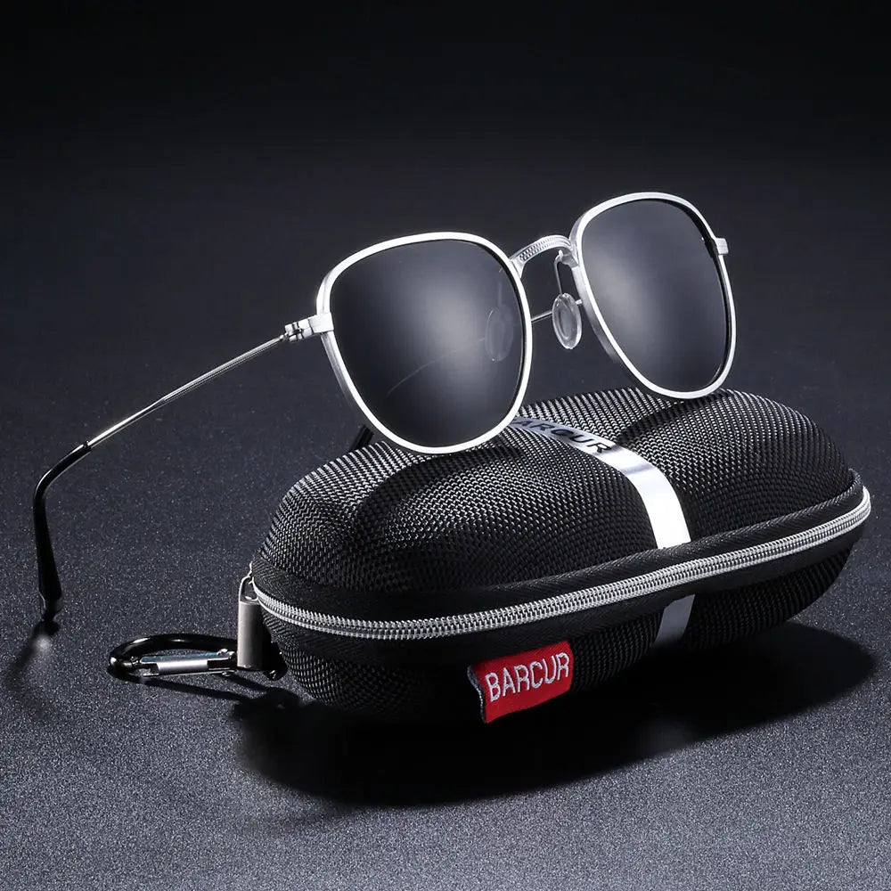 BARCUR New Aluminum Hexagon Design Sunglasses Men Polarized Sun Glasses for Women Goggle Oculos de sol masculino