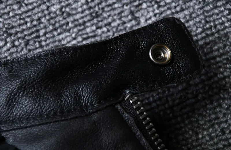 Plus Size 5XL Casual Leather Jacket Men Stand Collar Black 100% Cowhide Jackets Male High Quality Mens Genuine Leather Jacket