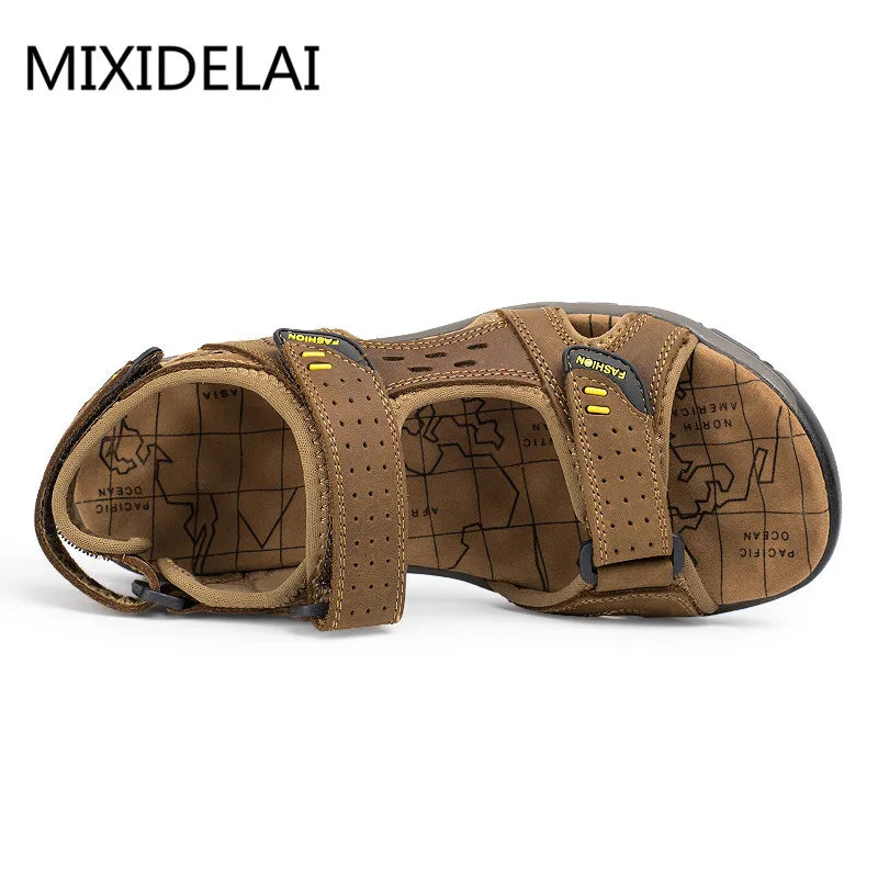 New Fashion Summer Leisure Men Shoes Beach Sandals High Quality Genuine Leather Sandals Soft Large Size Men's Sandals Size 38-48
