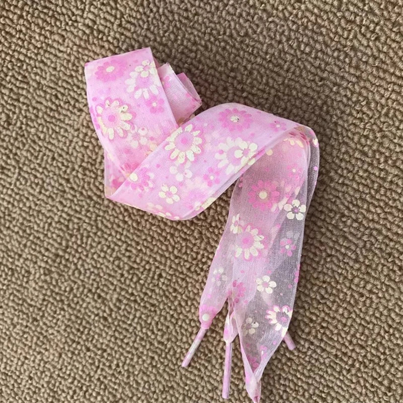 11Color Printing Snow Yarn Lace 2.5CM Width 80CM/100CM/120CM Length ultra-thin transparent lace Sneaker Sport Shoes Lace
