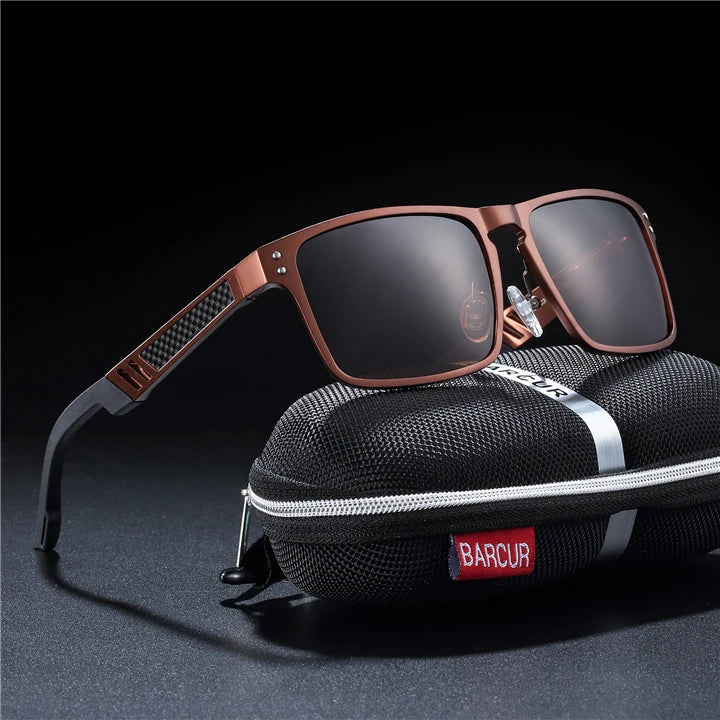 BARCUR Aluminium Magnesium Sunglasses Square Men Sunglasses Polarized Male Sun glasses Women Sport Eyewear Oculos de sol