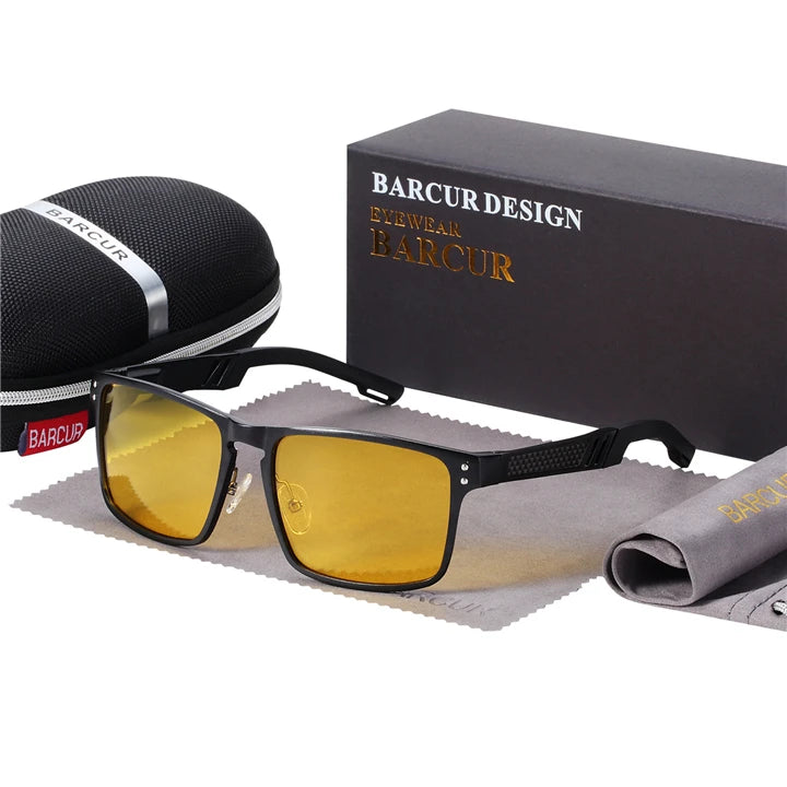 BARCUR Aluminium Magnesium Sunglasses Square Men Sunglasses Polarized Male Sun glasses Women Sport Eyewear Oculos de sol