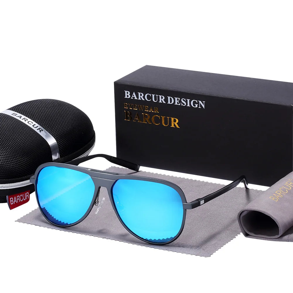 BARCUR Unisex Aluminum Magnesium Male Sunglasses Polarized Trending Styles Black Sun glasses Women Men glasses Sports Eyewear