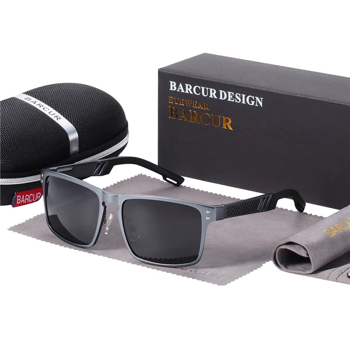 BARCUR Aluminium Magnesium Sunglasses Square Men Sunglasses Polarized Male Sun glasses Women Sport Eyewear Oculos de sol