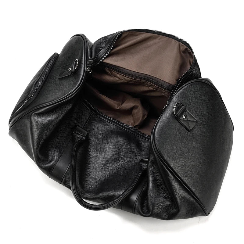 Luxury Genuine Leather Men Women Travel Bag Cow Leather Carry On Luggage Bag Travel Shoulder Bag Male Female Weekend Duffle Bag