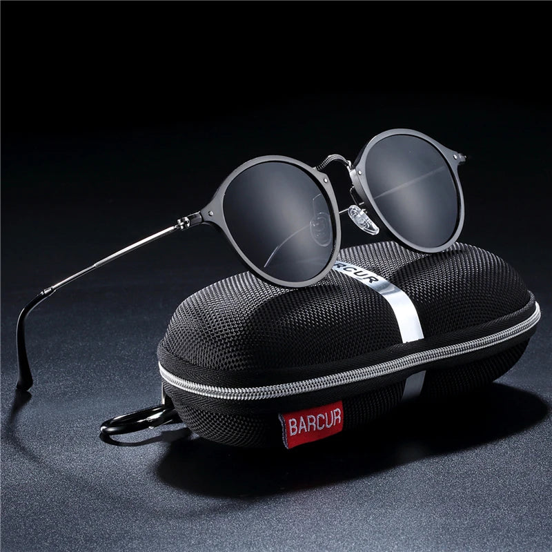 BARCUR Round Sunglasses Women Steampunk Sunglasses Polarized Woman Sunglases Retro oculos masculino