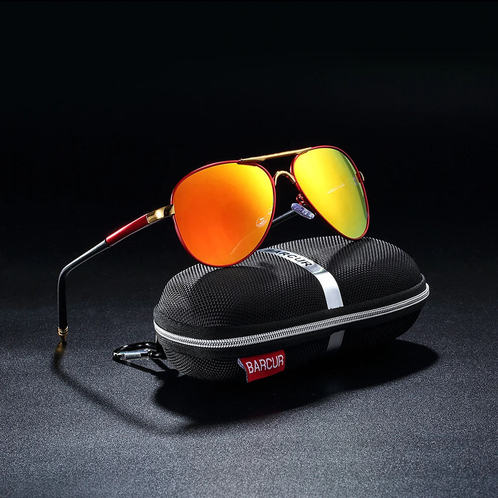 BARCUR Men Pilot Sunglasses Aviation UV400 Polarized Sun Glasses Women Eyewear Gafas De Sol Shades