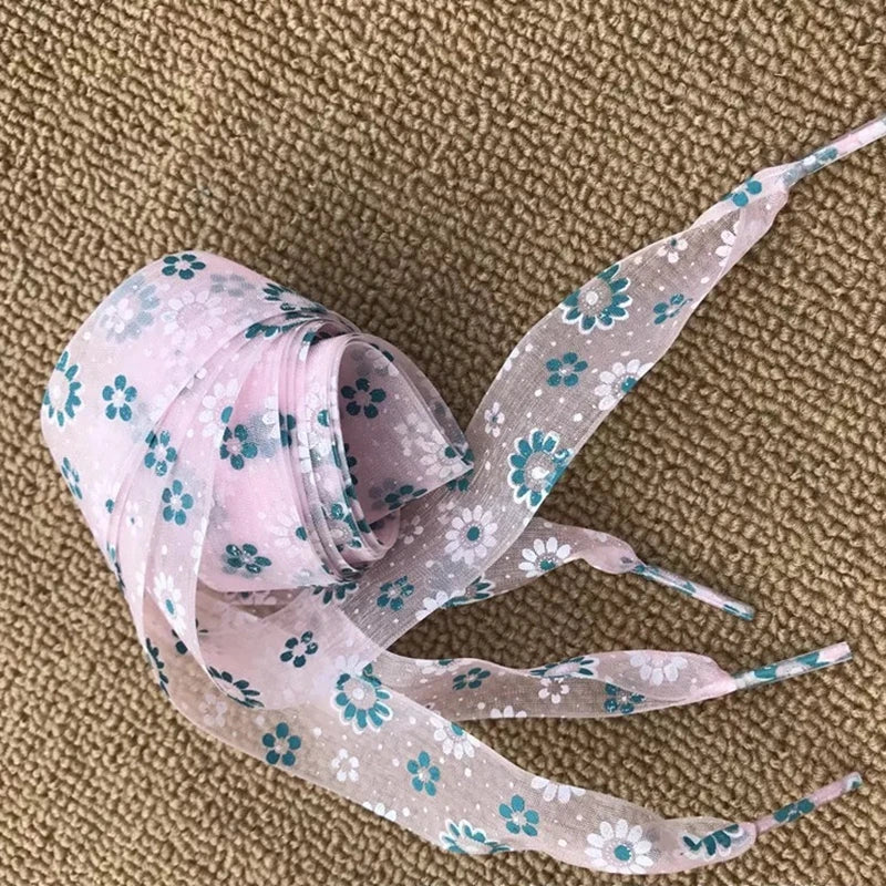 11Color Printing Snow Yarn Lace 2.5CM Width 80CM/100CM/120CM Length ultra-thin transparent lace Sneaker Sport Shoes Lace