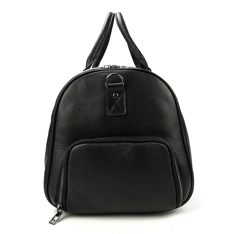 Luxury Genuine Leather Men Women Travel Bag Cow Leather Carry On Luggage Bag Travel Shoulder Bag Male Female Weekend Duffle Bag