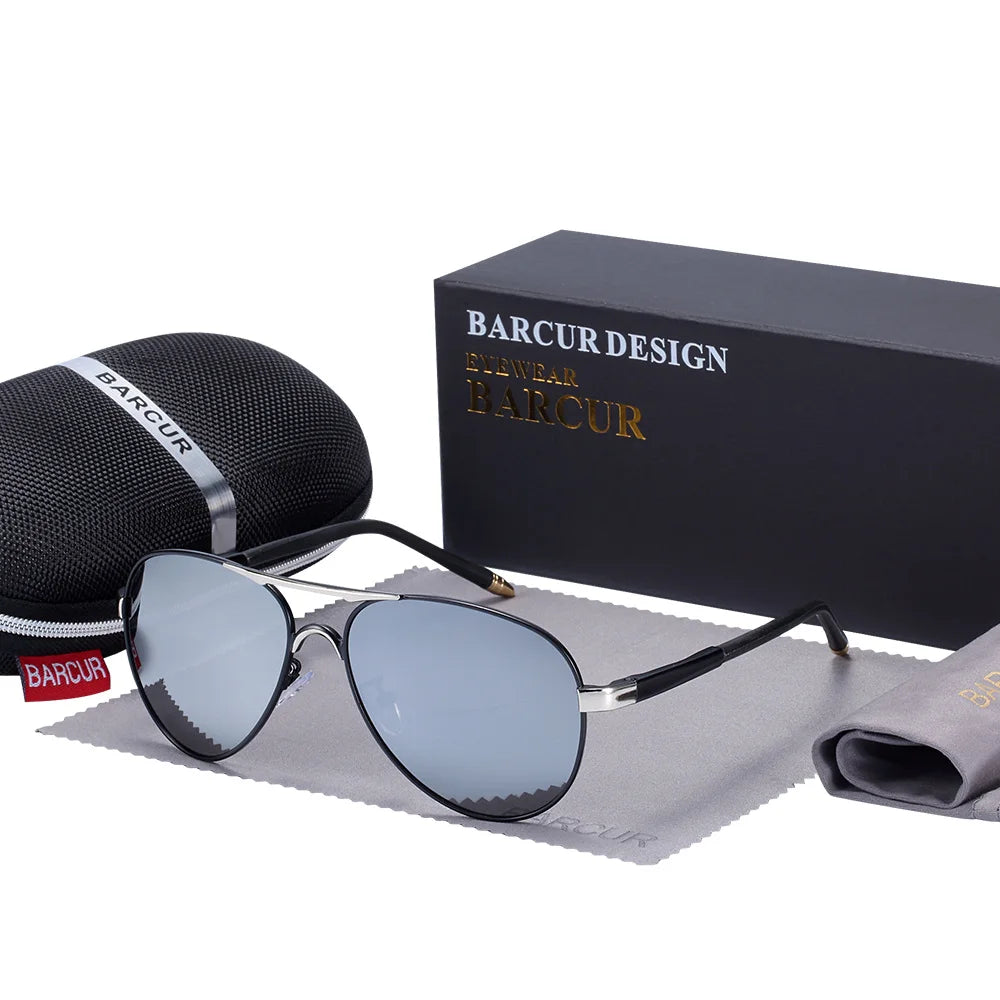 BARCUR Men Pilot Sunglasses Aviation UV400 Polarized Sun Glasses Women Eyewear Gafas De Sol Shades