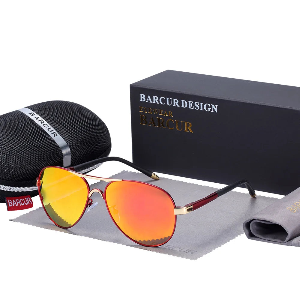 BARCUR Men Pilot Sunglasses Aviation UV400 Polarized Sun Glasses Women Eyewear Gafas De Sol Shades
