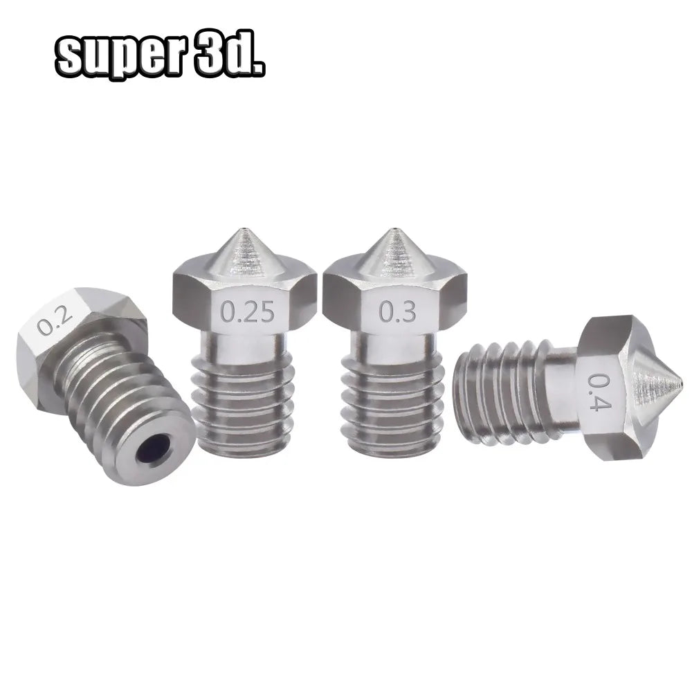 2pcs V5 V6 Stainless steel Nozzle 0.2/0.3/0.4/0.5/0.6/0.8mm M6 thread Nozzle for 3D Printer 1.75MM Extruder hotend