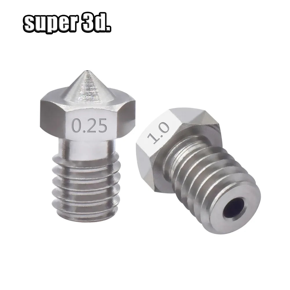 2pcs V5 V6 Stainless steel Nozzle 0.2/0.3/0.4/0.5/0.6/0.8mm M6 thread Nozzle for 3D Printer 1.75MM Extruder hotend
