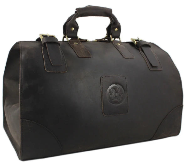 MUNUKI Vintage Crazy Horse Genuine Leather Travel bag Large Luggage bag men Leather duffle bag Large Weekend Bag Tote Big