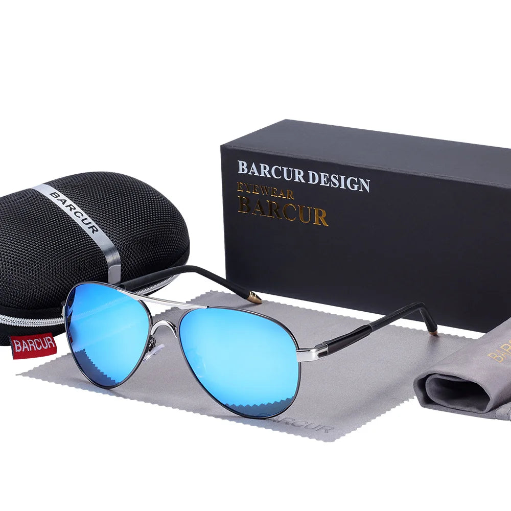 BARCUR Men Pilot Sunglasses Aviation UV400 Polarized Sun Glasses Women Eyewear Gafas De Sol Shades