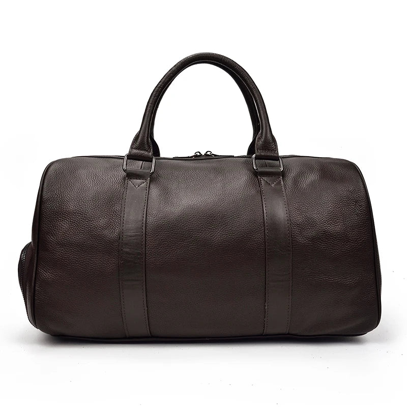 Luxury Genuine Leather Men Women Travel Bag Cow Leather Carry On Luggage Bag Travel Shoulder Bag Male Female Weekend Duffle Bag