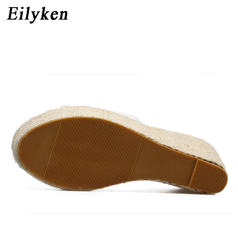 صنادل نسائية صيفية أنيقة من Eilyken مصنوعة من مادة PVC بكعب عريض ونعل سميك، أحذية كاجوال بمقاسات من 34 إلى 40