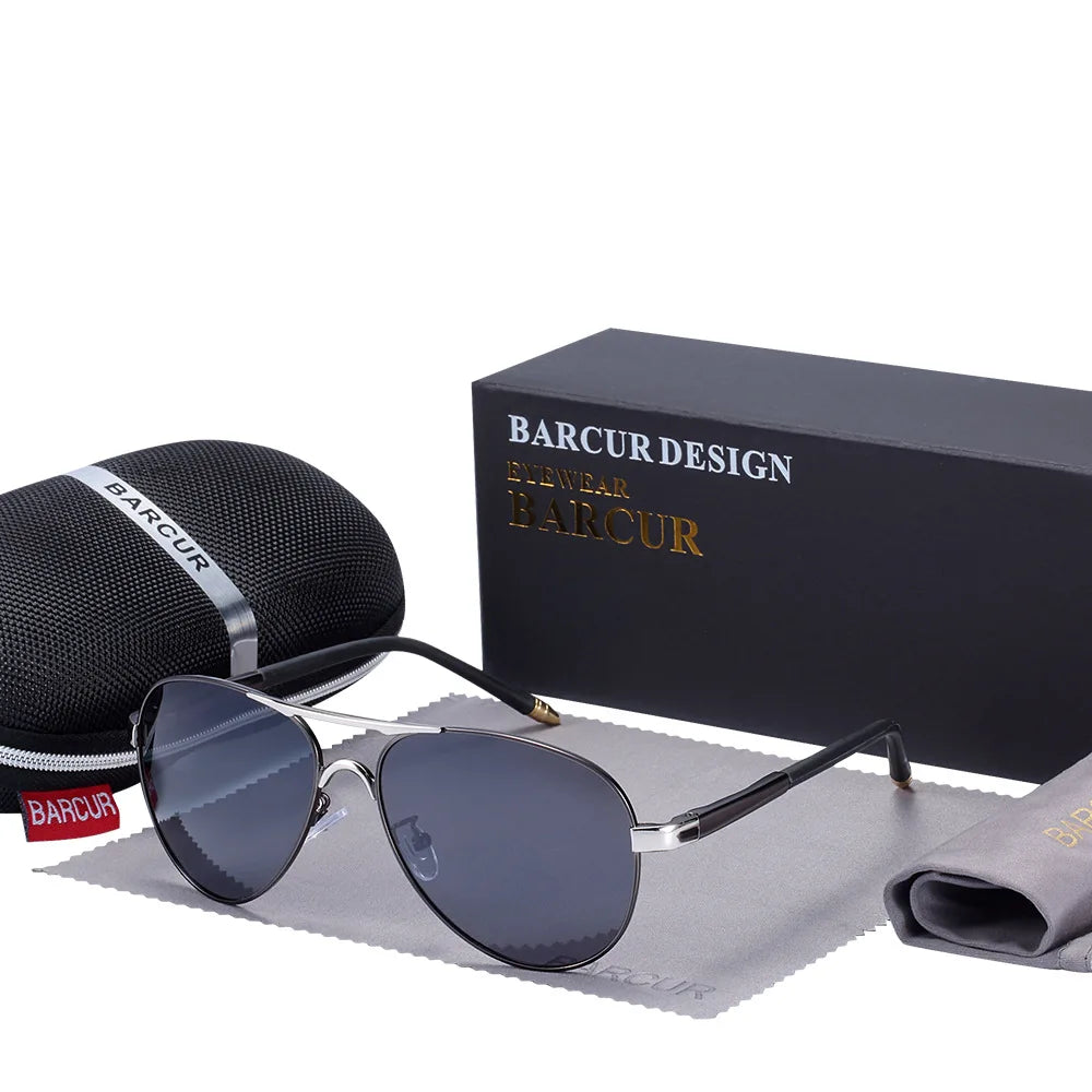 BARCUR Men Pilot Sunglasses Aviation UV400 Polarized Sun Glasses Women Eyewear Gafas De Sol Shades