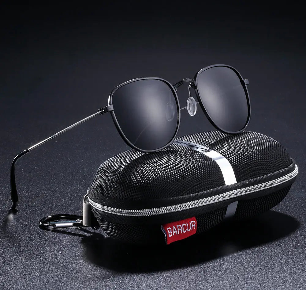 BARCUR New Aluminum Hexagon Design Sunglasses Men Polarized Sun Glasses for Women Goggle Oculos de sol masculino