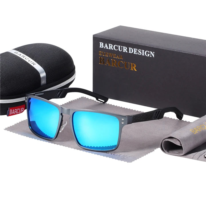 BARCUR Aluminium Magnesium Sunglasses Square Men Sunglasses Polarized Male Sun glasses Women Sport Eyewear Oculos de sol