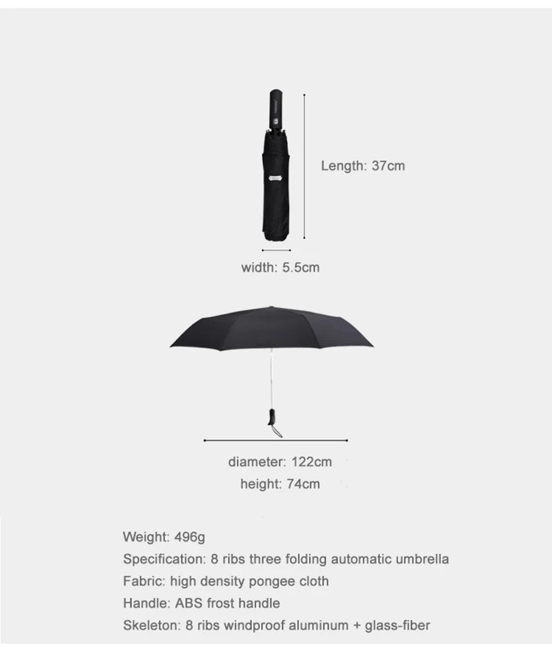 Parachase Large Rain Umbrella Men 120cm Big Folding Automatic Umbrellas Windproof 8K Outdoor Parasol Umbrella Corporation
