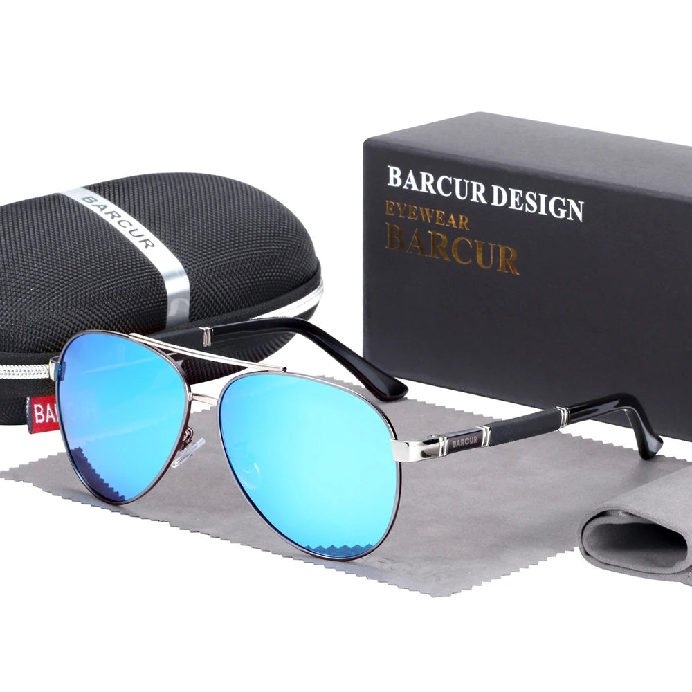 BARCUR Pilot Sunglasses Male Polarized Sun Glasses Men Sports Eyewear Lunette De Soleil Homme