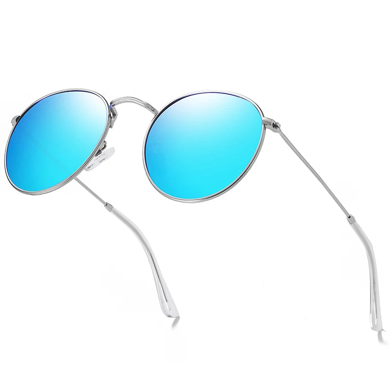 BARCUR Round Sunglasses Men/Women Colorful Reflective Coating Polarized Sun Glasses with Box free