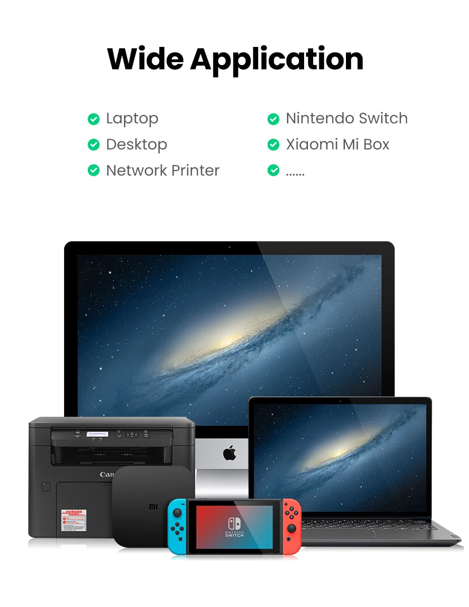 UGREEN USB Ethernet Adapter USB 3.0 Network Card to USB RJ45 Lan for PC Windows 10 Xiaomi Mi Box 3/S Nintend Switch Ethernet USB