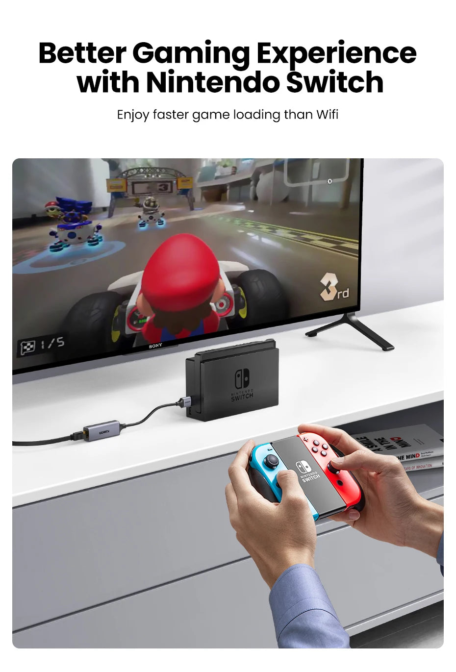 UGREEN USB Ethernet Adapter USB 3.0 Network Card to USB RJ45 Lan for PC Windows 10 Xiaomi Mi Box 3/S Nintend Switch Ethernet USB