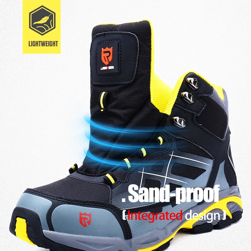 Larnmern Mens Safety Work Boots Steel Toe Shoes Anti-puncture Anti-static Non Slip Protective Boots